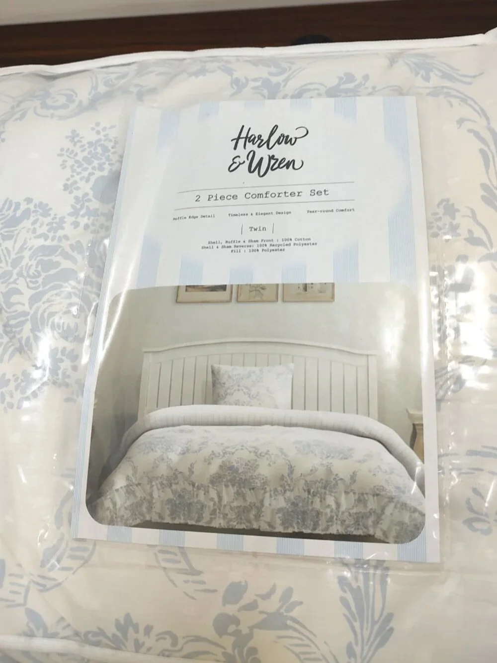 LPN - Harlow & Wren Twin Ruffle Comforter Set - Blue Floral